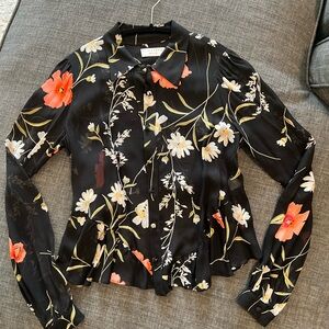 Flynn Skye Black Blouse with Floral Design